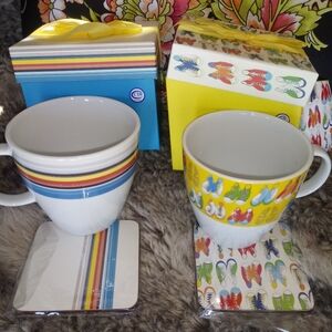 2 Bed, Bath, & Beyond... Gift Box, Coffee Mugs & Matching Coasters.
